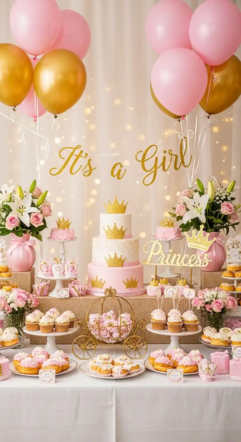25 Girl Baby Shower Themes That Feel Fresh and Magical 7 3. Little Princess Royalty Theme