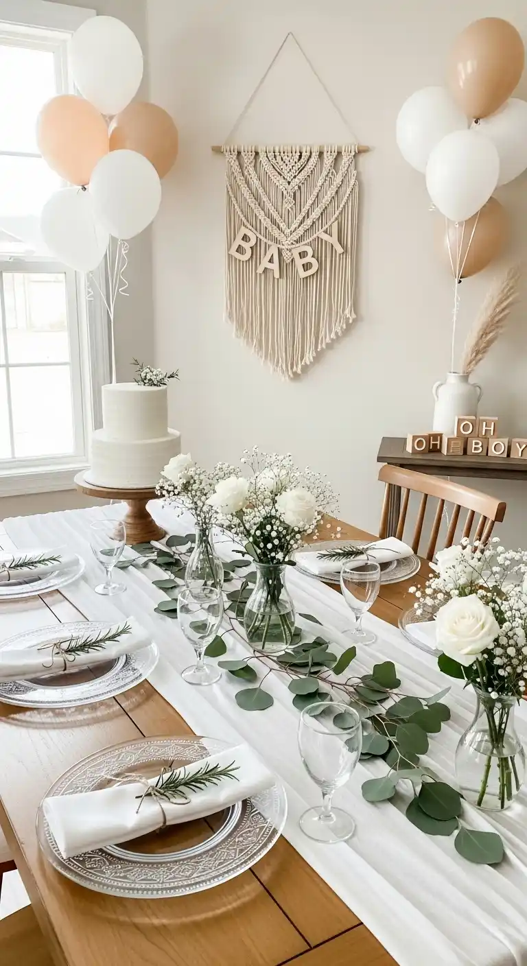 23 Elegant Neutral Baby Shower Ideas for a Perfect Day 7 3. Minimalist Baby Shower Décor