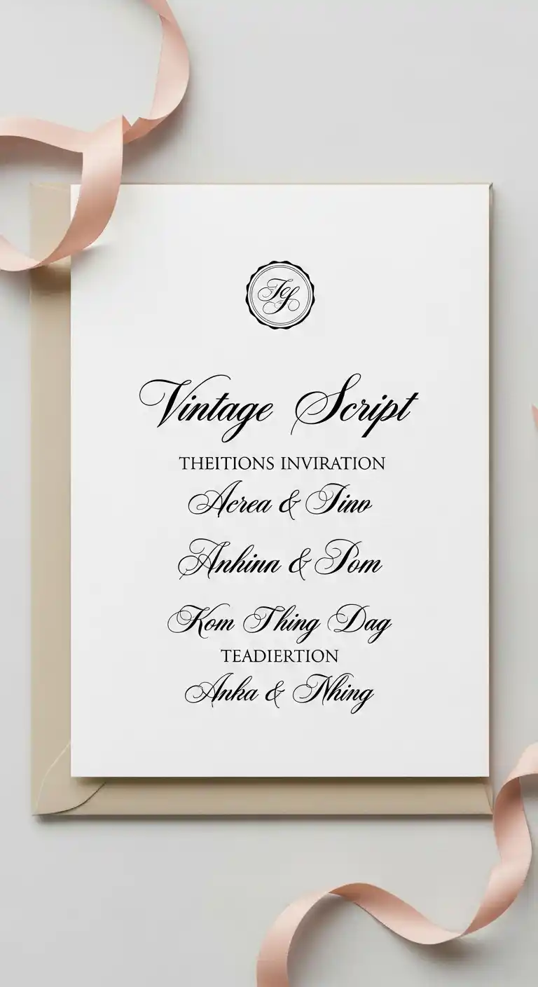 27 Stunning Traditional Wedding Invitations for Any Theme 7 3. Vintage Script Wedding Invitations