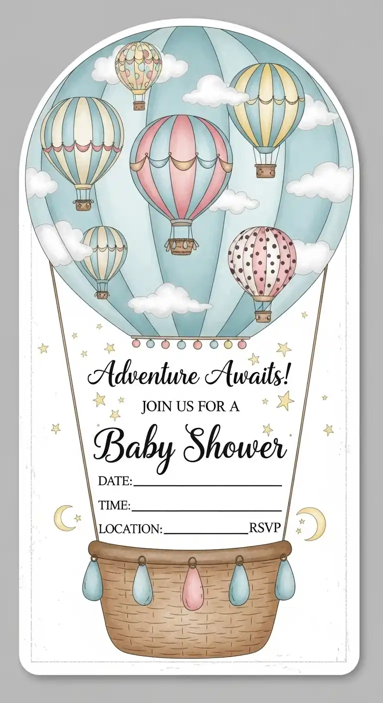 17 Hot Air Balloon Baby Shower Inspiration Ideas 8 4. Hot Air Balloon Invitations That Set the Tone