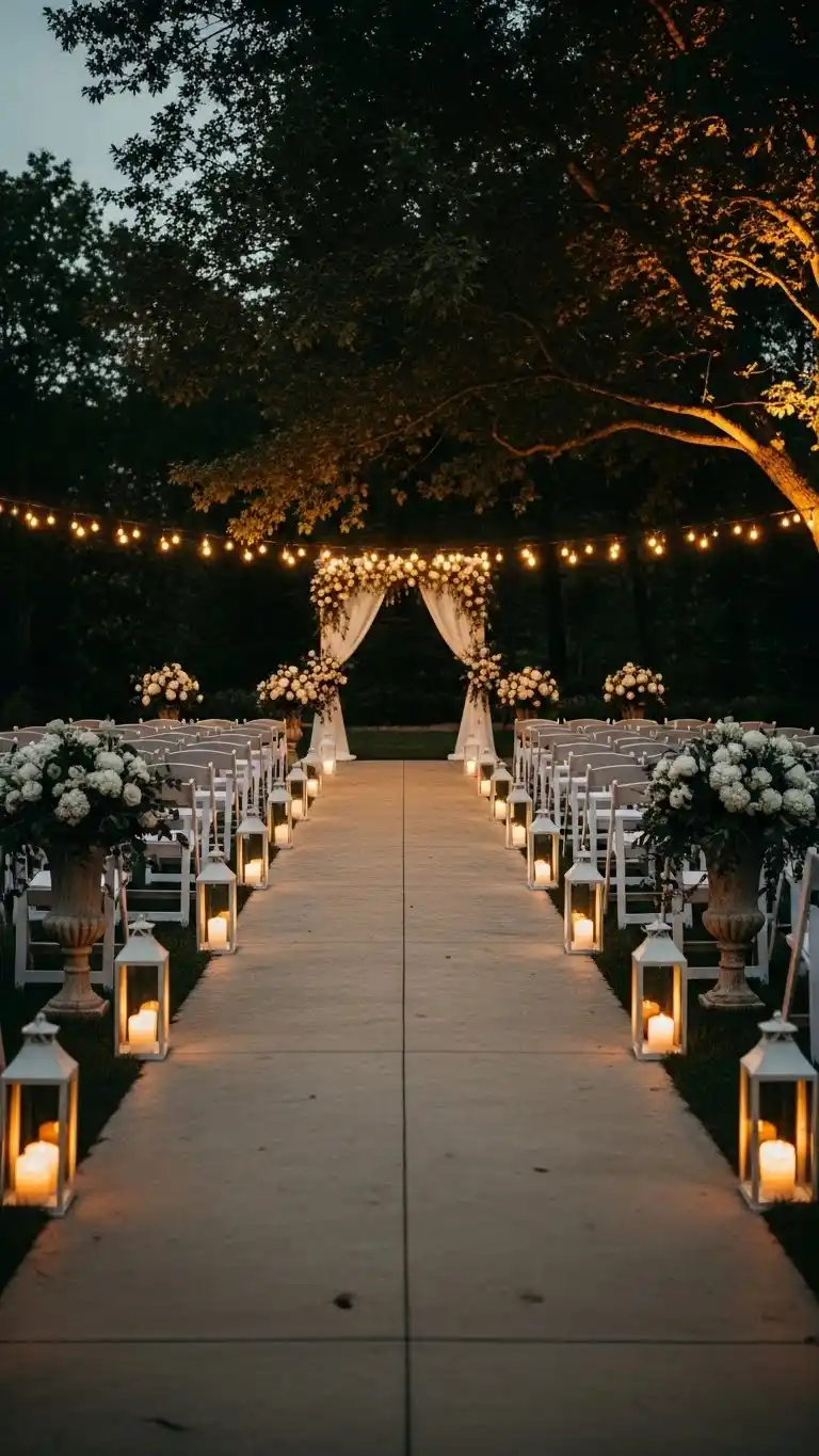 Beautiful Outdoor Wedding Entrances You’ll Love 8 4. Lantern-Lined Path for Ambient Glow