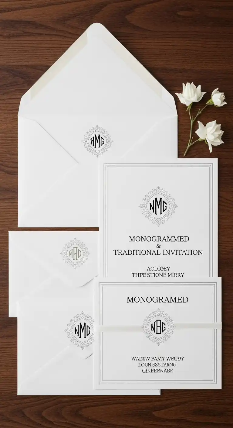 27 Stunning Traditional Wedding Invitations for Any Theme 8 4. Monogrammed Traditional Invitations