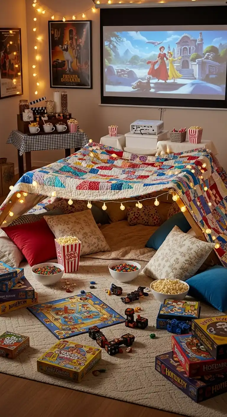 25 Simple + Stylish Movie Night Party Ideas 8 4. Pajama Party Movie Night