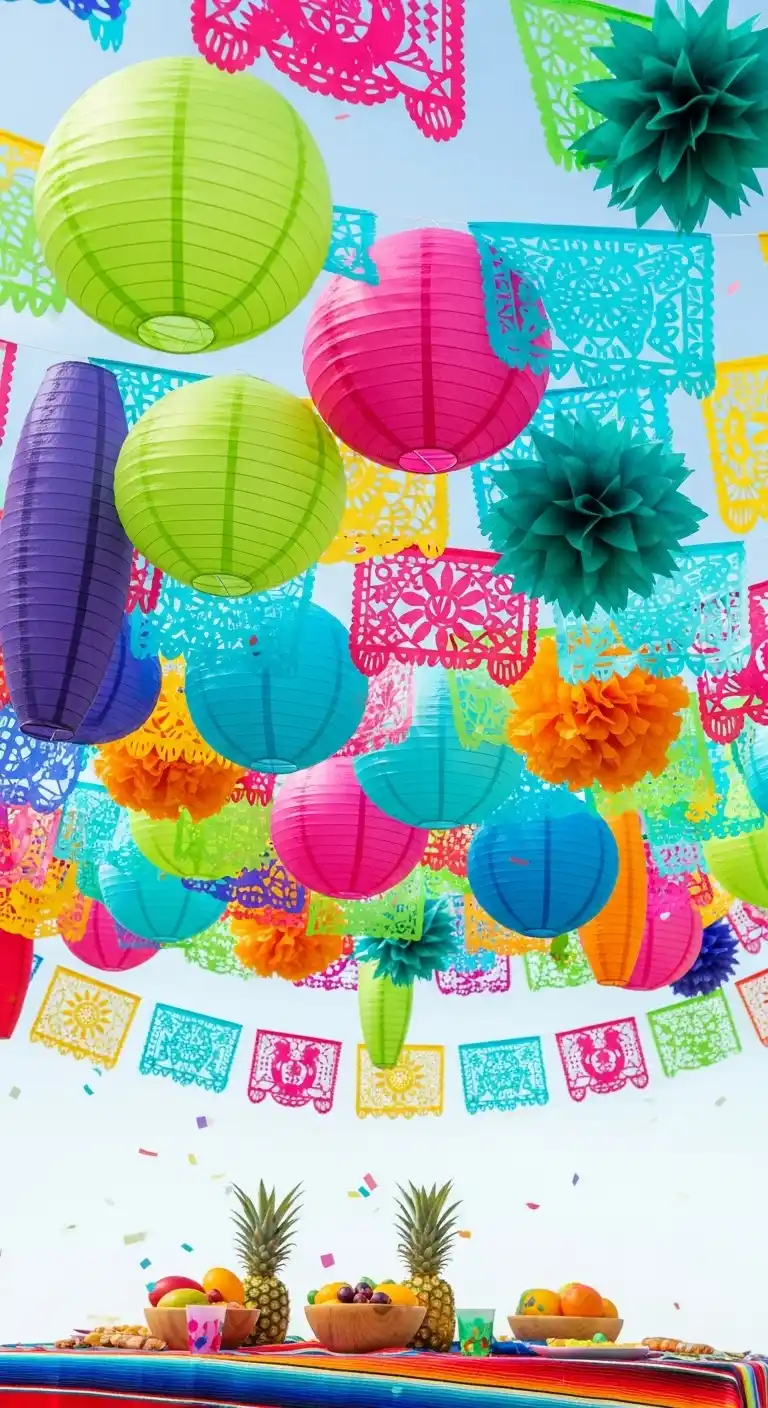 Fiesta Party Decorations: 19 Bright Ideas for a Vibrant Bash 9 5. Colorful Paper Lanterns