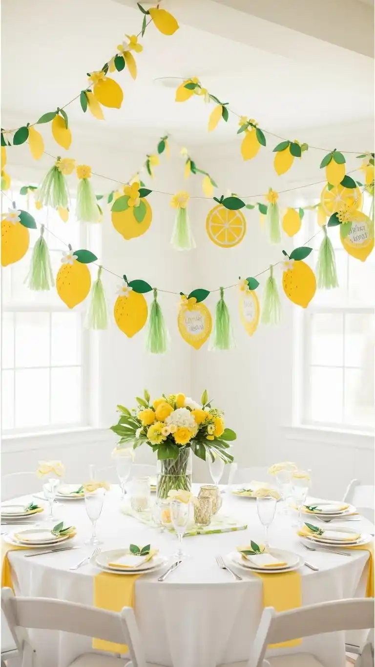 Lemon Themed Party Ideas: 23 Ways to Celebrate in Style 9 5. DIY Lemon Garland Decorations