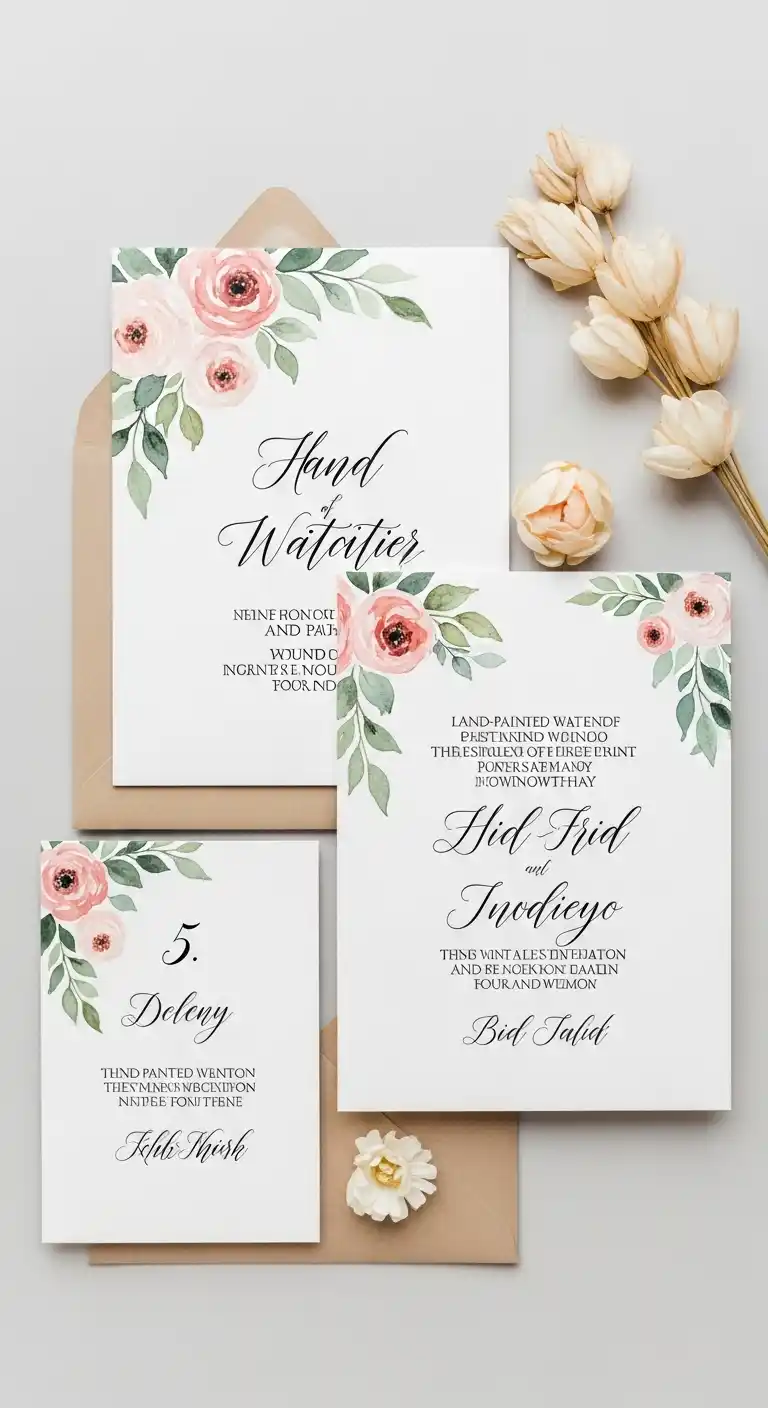 27 Stunning Traditional Wedding Invitations for Any Theme 9 5. Hand-Painted Watercolor Invitations