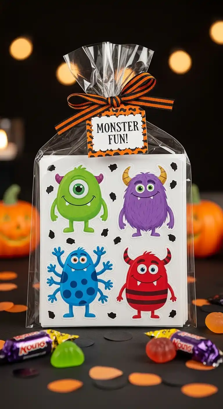 21 Ideas Spooky DIY Halloween Party Favors for Kids 9 5. Monster Sticker Sheets