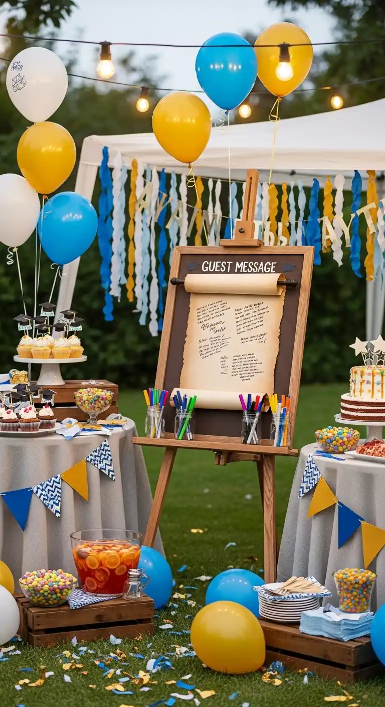 Throw a Memorable Graduation Party: 23 Fun Ideas 9 5. Set Up a Creative Guest Message Board