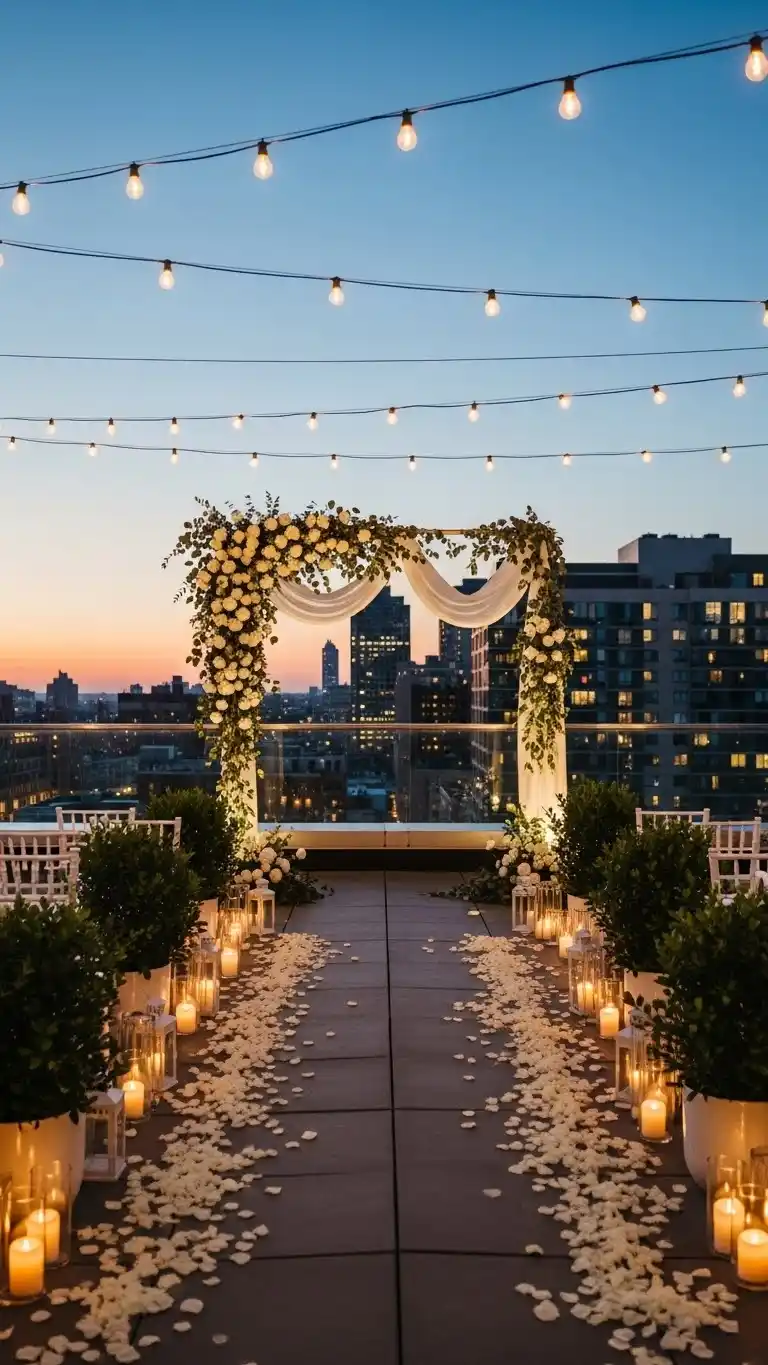 21 Small Intimate Wedding Ideas You’ll Adore 9 5. Transform a Rooftop into a Romantic Ceremony Space