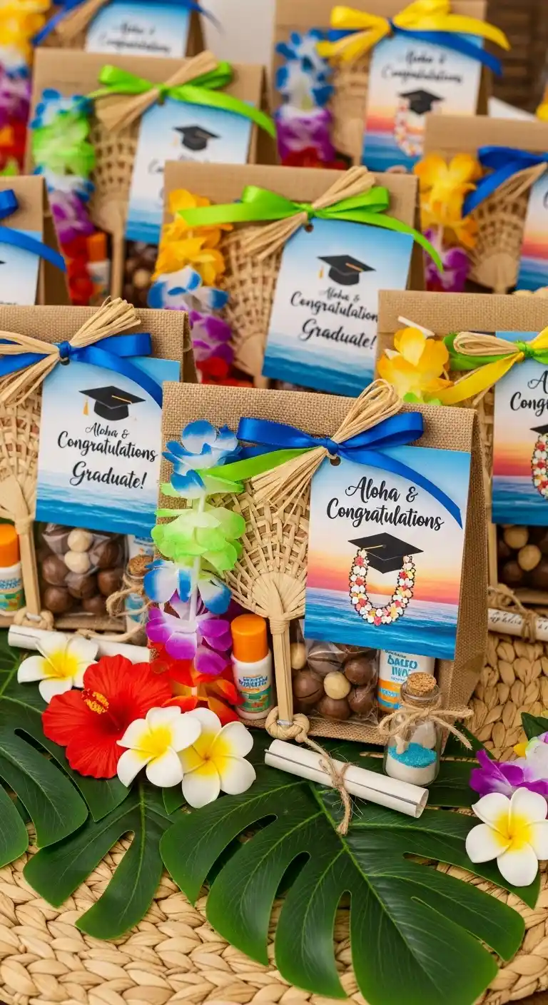 25 Hawaiian Graduation Party Ideas for a Fun Celebration 10 6. Island-Style Guest Welcome Kits