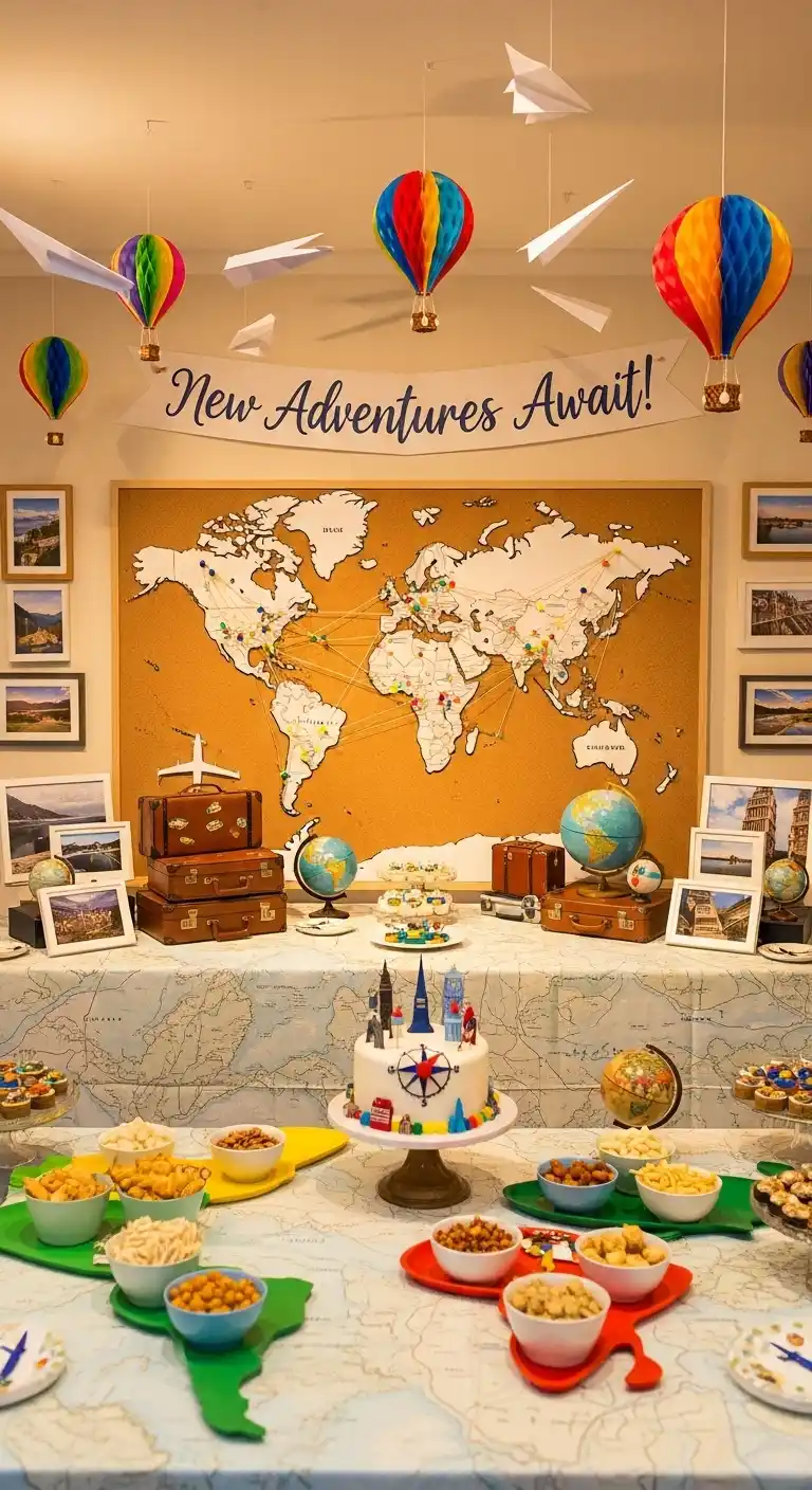 Retirement Party Decorations: 21 Stylish Ideas to Try 10 6. Travel-Inspired Décor for New Adventures