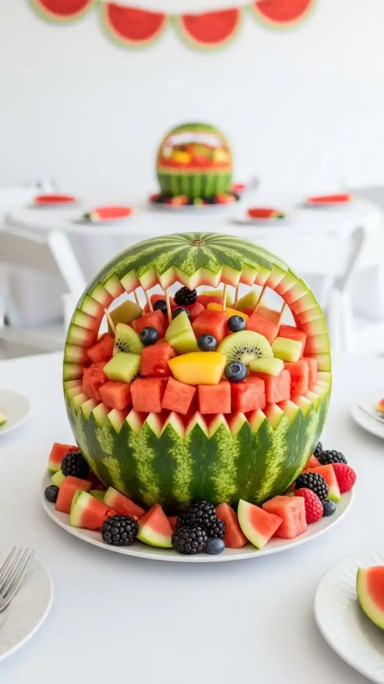 25 Fun Watermelon Themed Party Ideas for a Sweet Celebration 10 6. Watermelon Centerpiece Using Real Fruit Arrangements