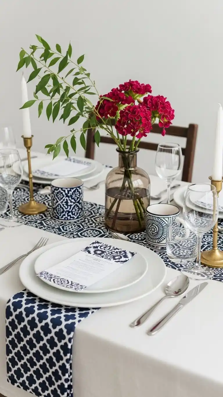17 Stylish Dinner Party Table Ideas for Every Occasion 11 7. Cultural Pattern-Inspired Styling