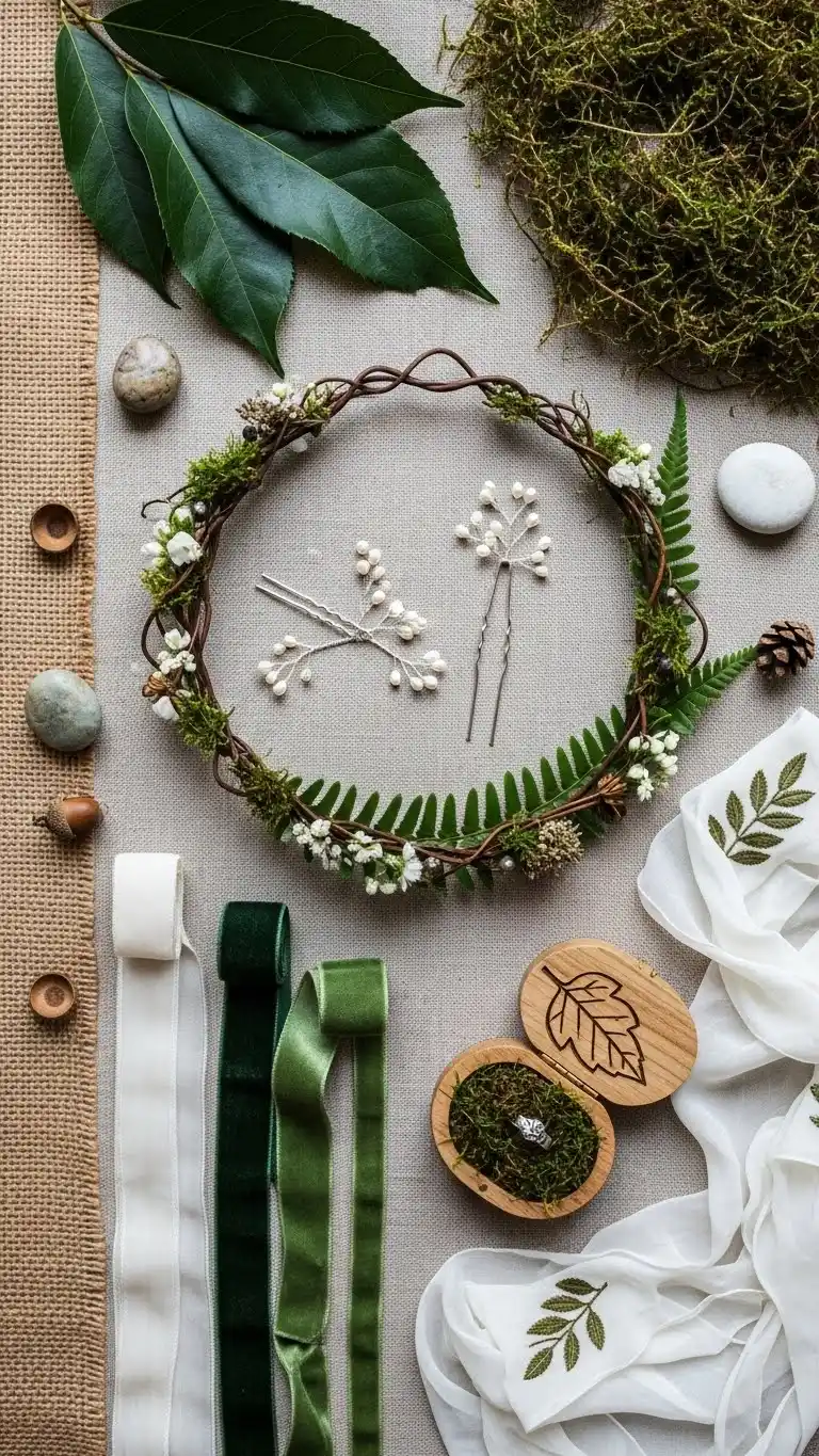 Dreamy Forest Wedding Theme to Steal the Show 11 7. Forest-Inspired Bridal Accessories and Textures