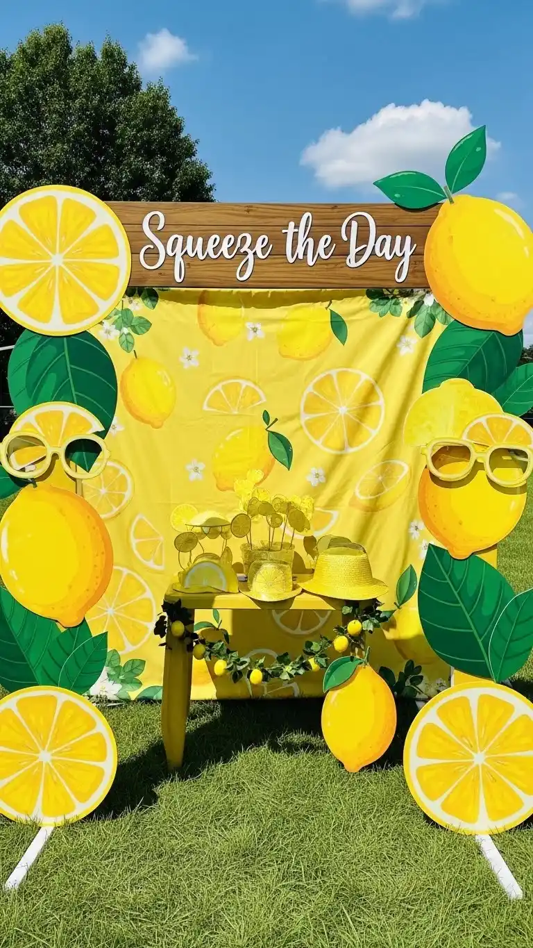 Lemon Themed Party Ideas: 23 Ways to Celebrate in Style 11 7. Lemon-Themed Photo Booth Fun