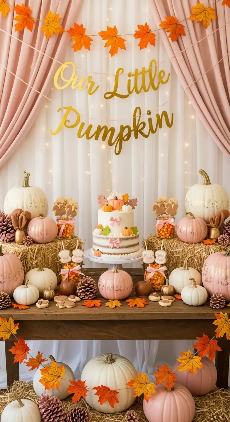 25 Girl Baby Shower Themes That Feel Fresh and Magical 11 7. Little Pumpkin Girl Fall Theme