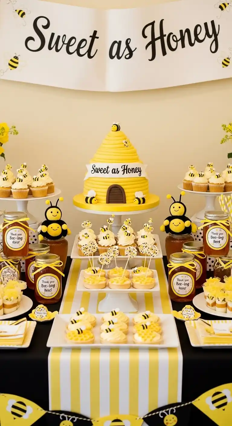 Adorable Baby Shower Theme Ideas You’ll Love 11 7. Sweet as Honey Bumblebee Theme