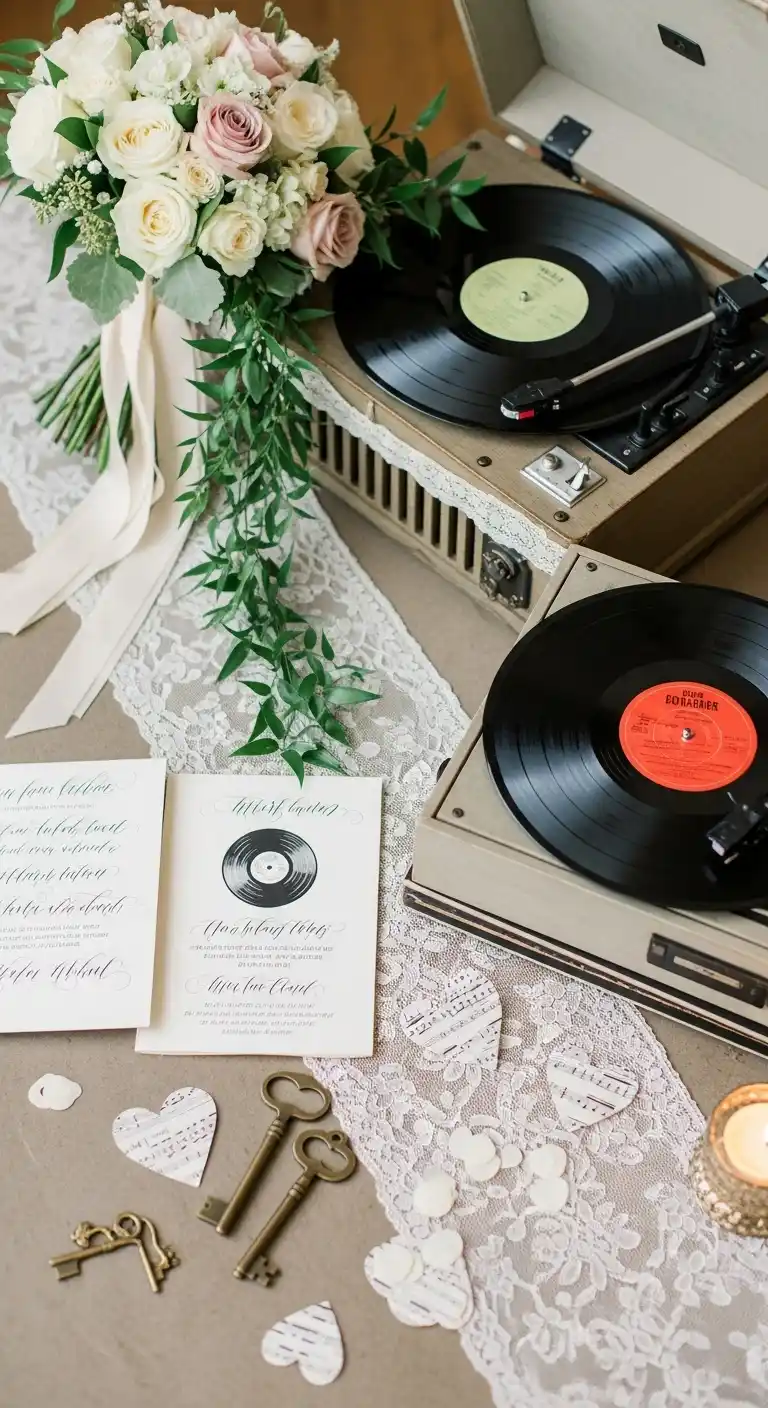 21 Vintage Wedding Ideas for a Classic Celebration 11 7. Vintage Vinyl Music Moments