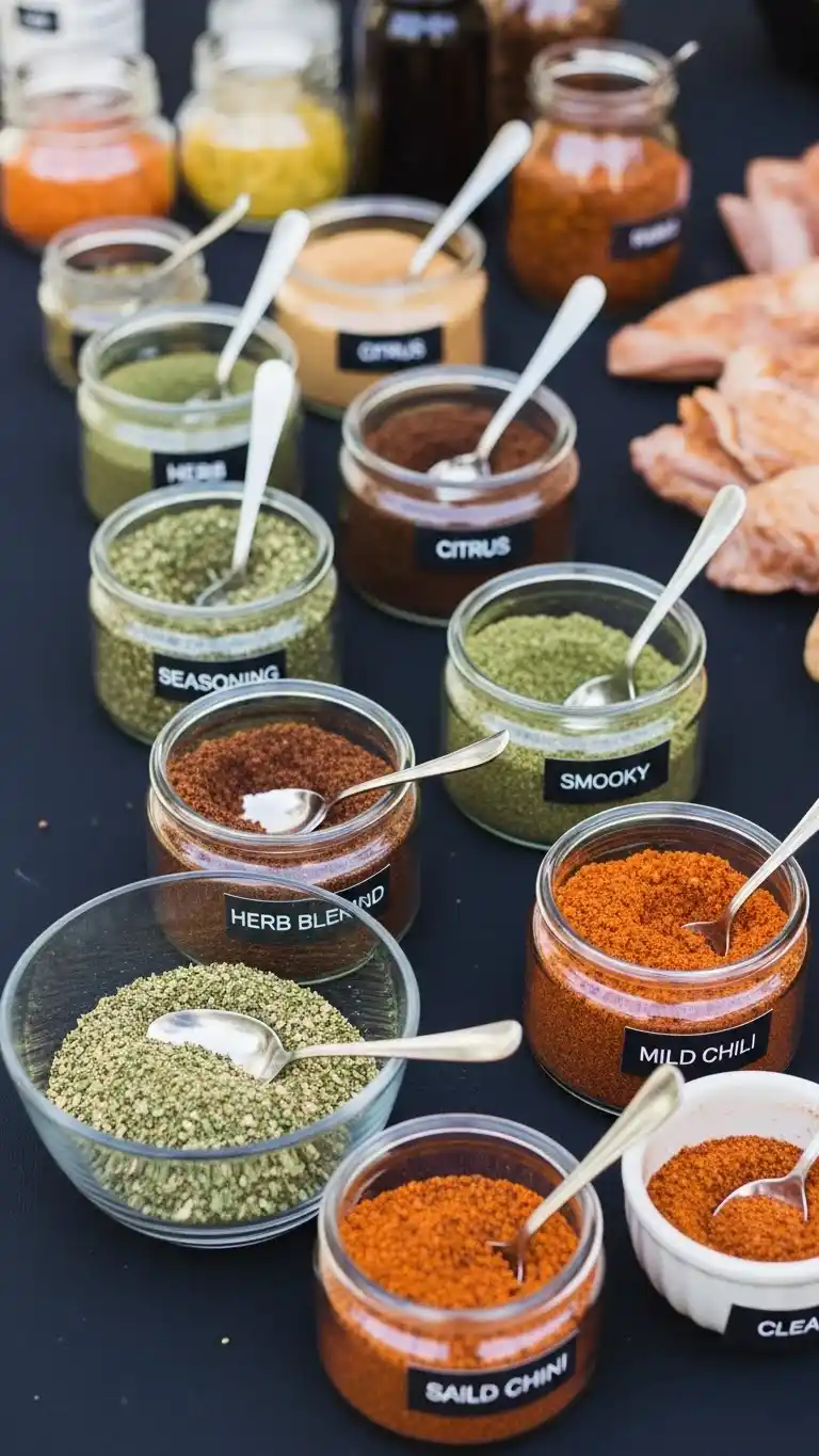 17 Fun Backyard BBQ Party Ideas for a Memorable Day 12 8. Backyard BBQ Party Ideas Offering a DIY Seasoning and Spice Bar