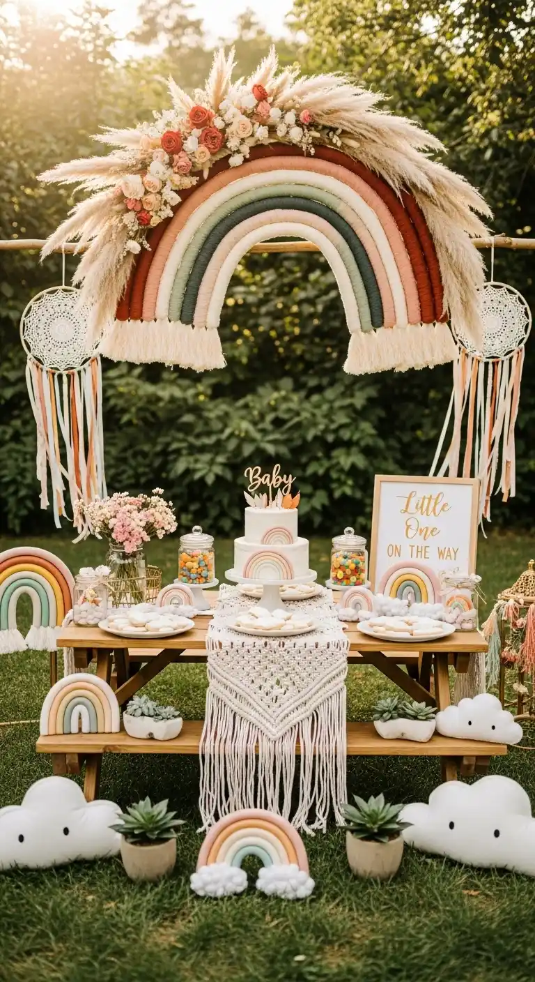 Adorable Baby Shower Theme Ideas You’ll Love 12 8. Boho Rainbow Theme