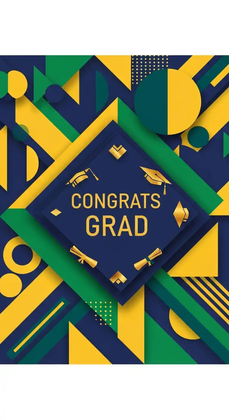 21 Stylish Graduation Party Backdrops for Any Theme 12 8. Geometric Design with Bold Shapes and Colors