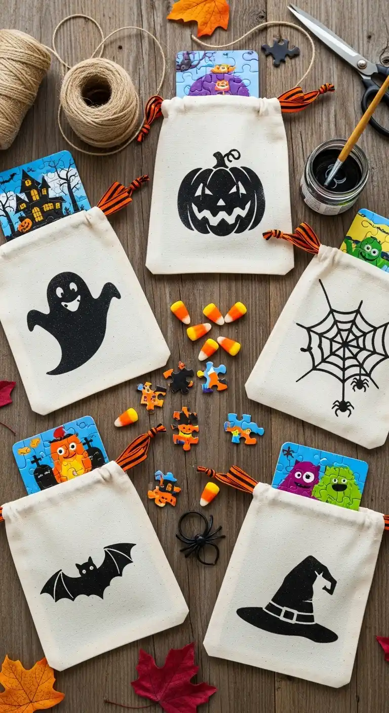 21 Ideas Spooky DIY Halloween Party Favors for Kids 12 8. Halloween Theme Puzzle Bags