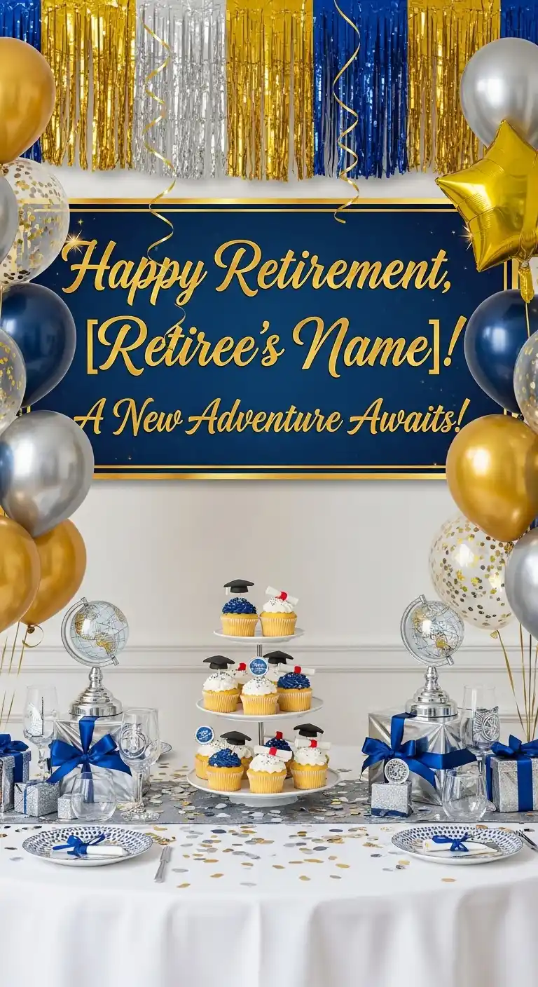 Retirement Party Decorations: 21 Stylish Ideas to Try 12 8. Personalized Retirement Banner