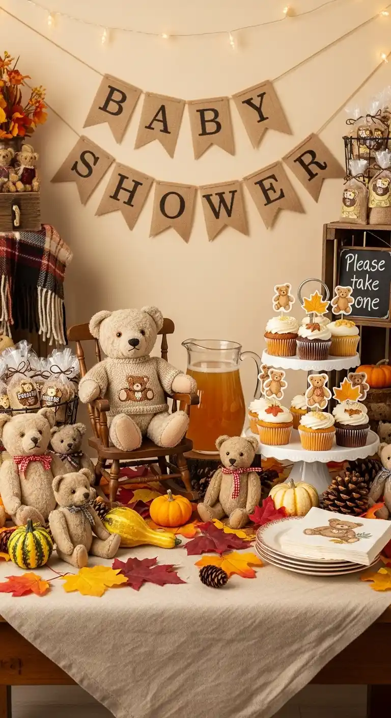 Fall Baby Shower Ideas for a Warm & Stylish Celebration 12 8. Vintage Teddy Bear Baby Shower