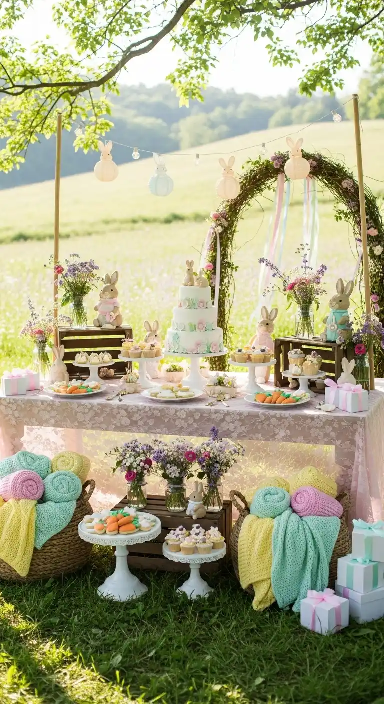 25 Girl Baby Shower Themes That Feel Fresh and Magical 13 9. Baby Bunny Meadow Theme