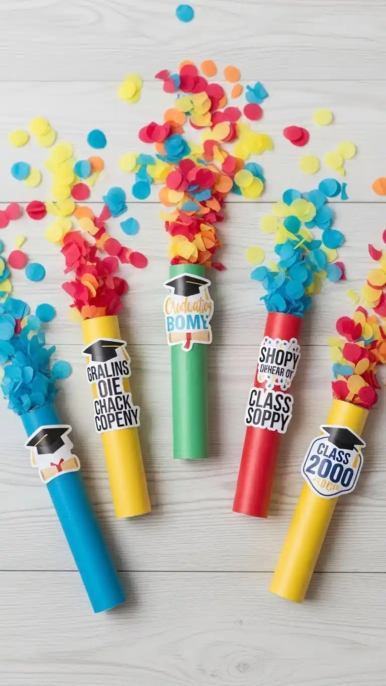 27 Simple DIY Graduation Party Decorations to Try 13 9. DIY Confetti Poppers Using School-Colored Paper