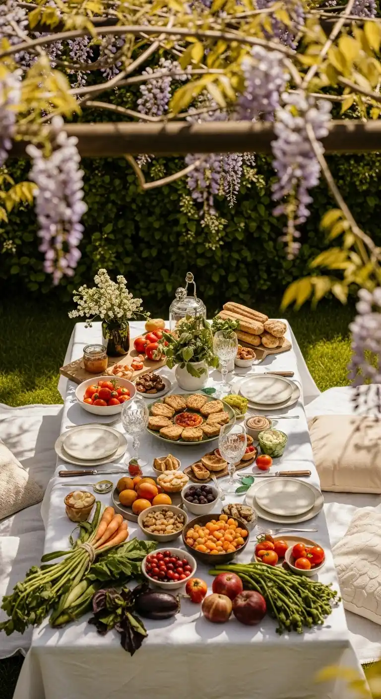 23 Easy Picnic Party Ideas to Try Now 13 9. Garden-to-Table Picnic