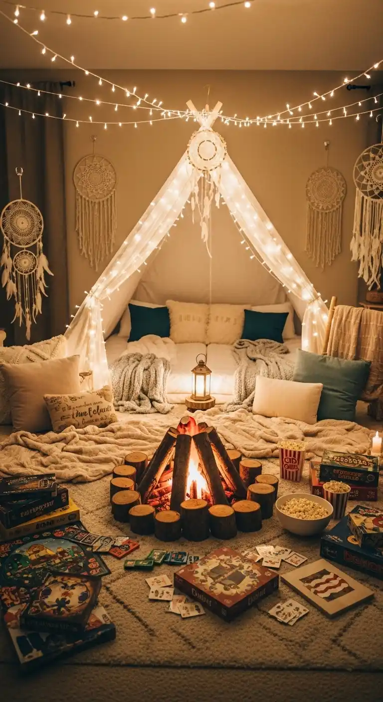 17 Easy Girls Sleepover Party Ideas for a Memorable Night 13 9. Indoor Camping Experience