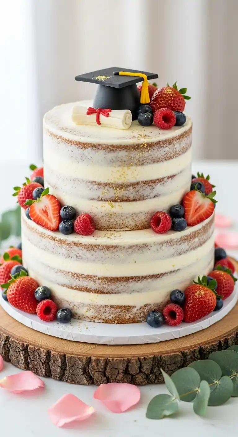 Graduation Cake Ideas: 27 Sweet & Stylish Picks 13 9. Naked Graduation Cake