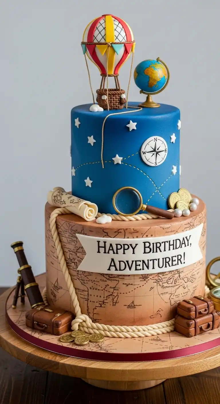 21 Easy & Cool Birthday Cake Ideas for Men 13 9. Traveler and Explorer Cake