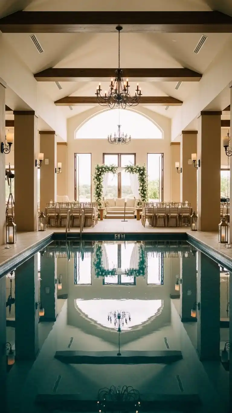 17 Poolside Wedding Ideas That Shine 3 Inside a Poolside Wedding Setting