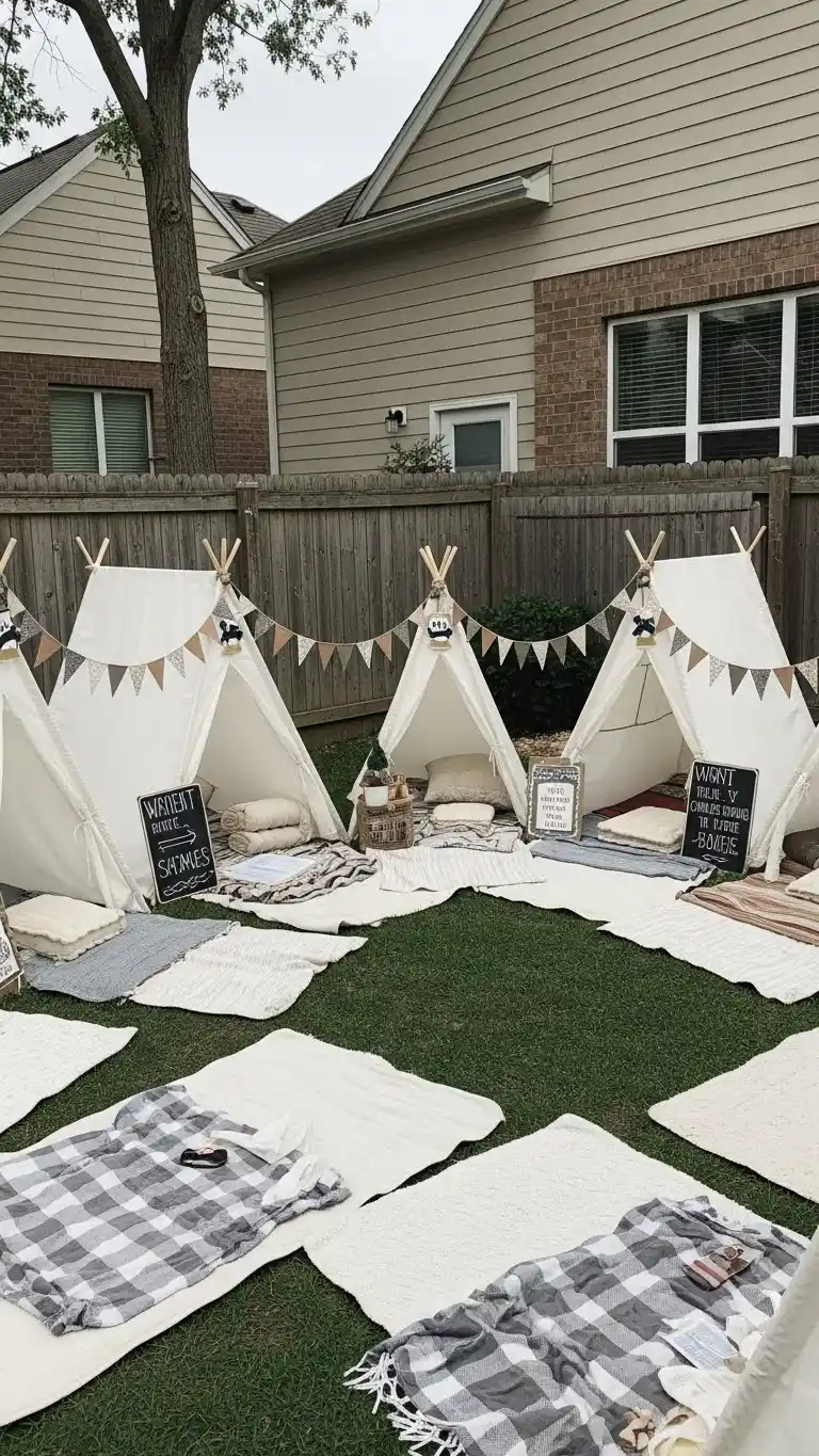 Camping Themed Birthday Party Ideas for Outdoor Fun 5 1. Mini Backyard Tent Village
