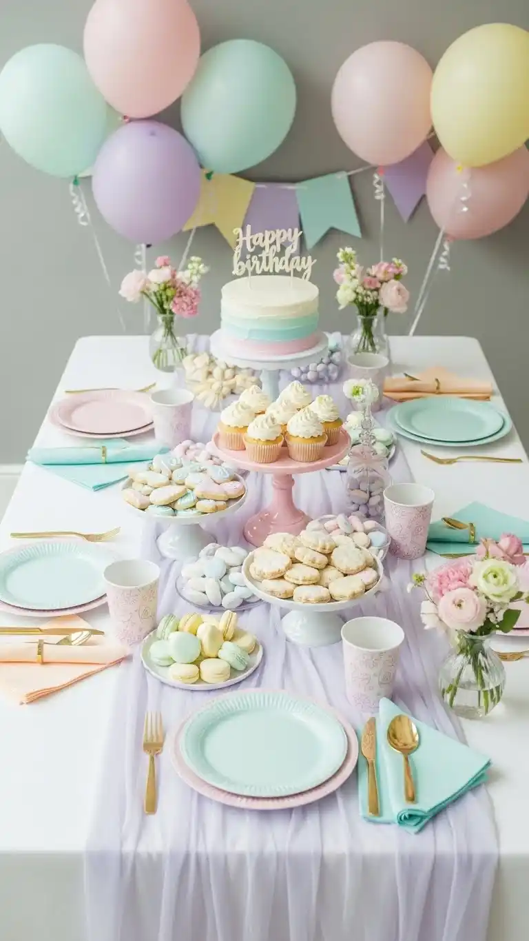 Birthday Table Ideas for a Memorable Celebration 5 1. Pastel Birthday Table Setup