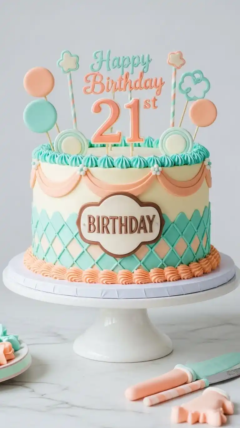 21st Birthday Party Cakes: 25 Fun & Stylish Ideas 14 10. Retro-Inspired Cake with Nostalgic Color Palettes