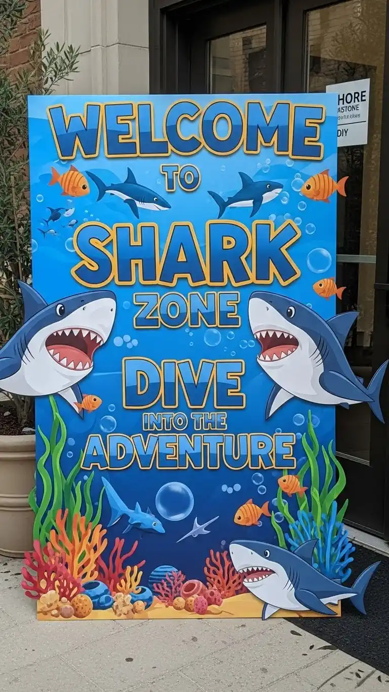 Jaws Party Ideas for a Thrilling Celebration 14 10. Shark-Themed Welcome Sign