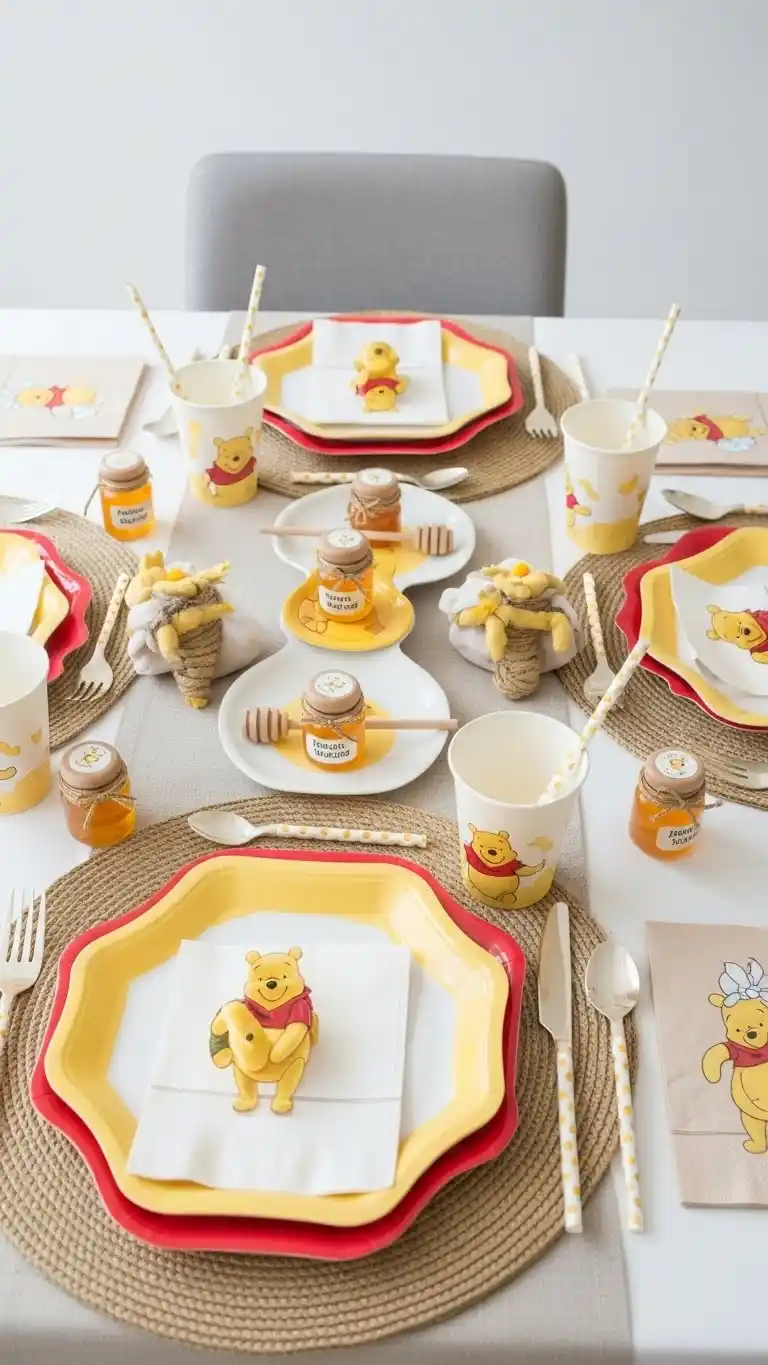 19 Winnie the Pooh Baby Shower Ideas for a Magical Day 14 10. Themed Tableware and Utensils