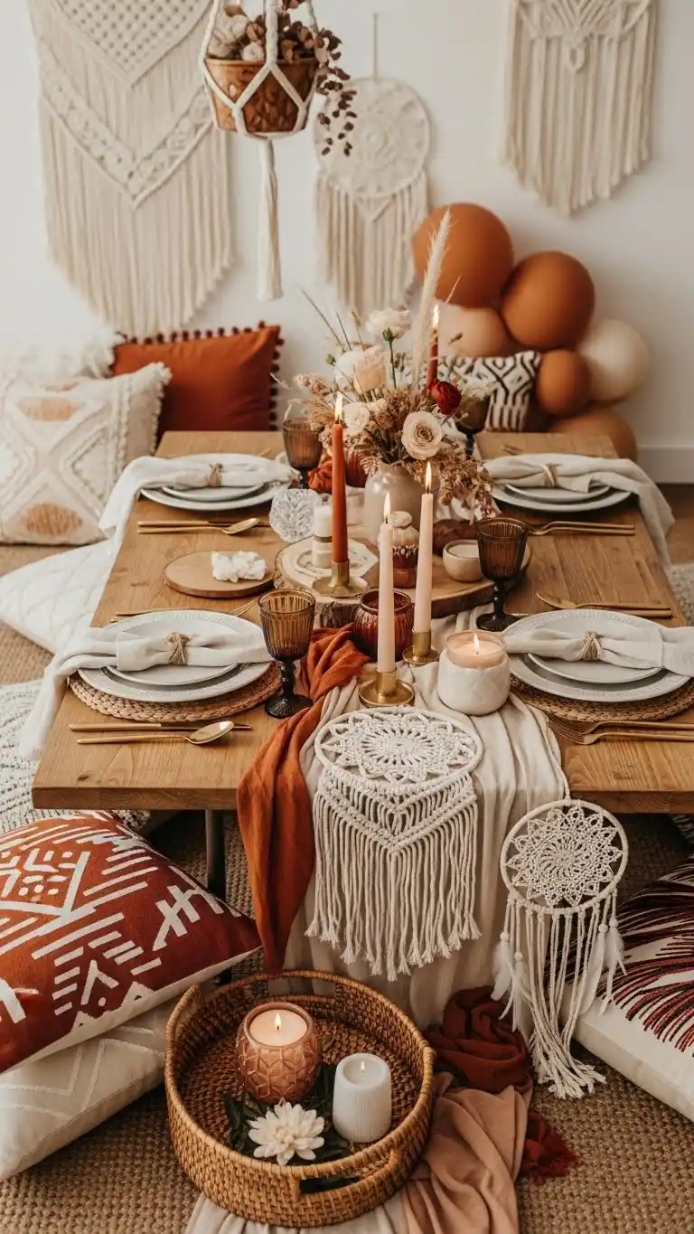 Birthday Table Ideas for a Memorable Celebration 15 11. Boho-Chic Table Layout