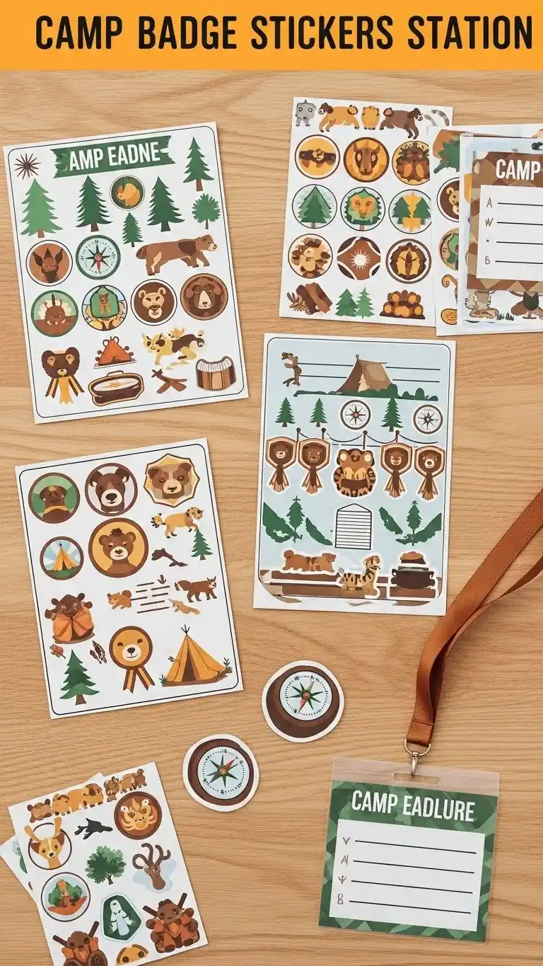 Camping Themed Birthday Party Ideas for Outdoor Fun 15 11. Camp Badge Sticker Station
