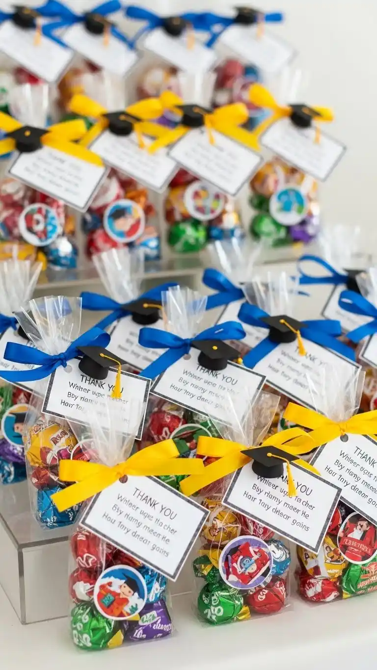 25 Graduation Party Favors for Guests Ideas That Wow Everyone 15 11. Candy Favor Bags with Custom Tags