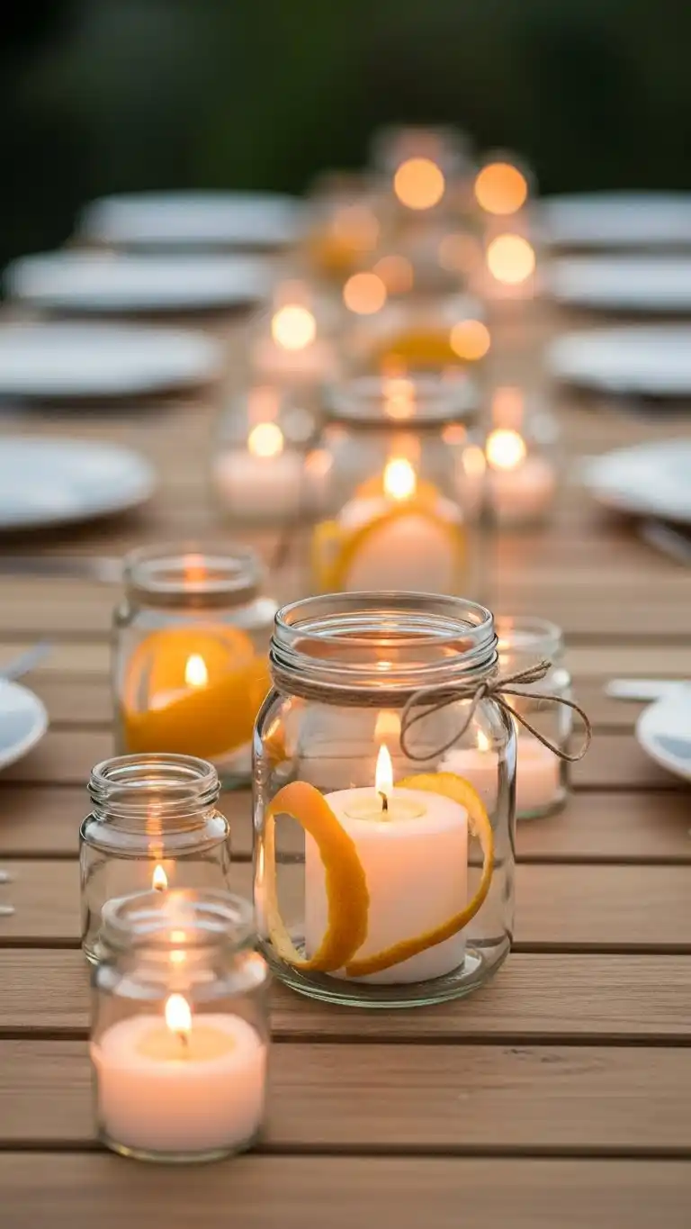 17 Fresh & Fun Citrus Themed Party Inspirations 15 11. DIY Citrus Candle Jars with Soft Scents