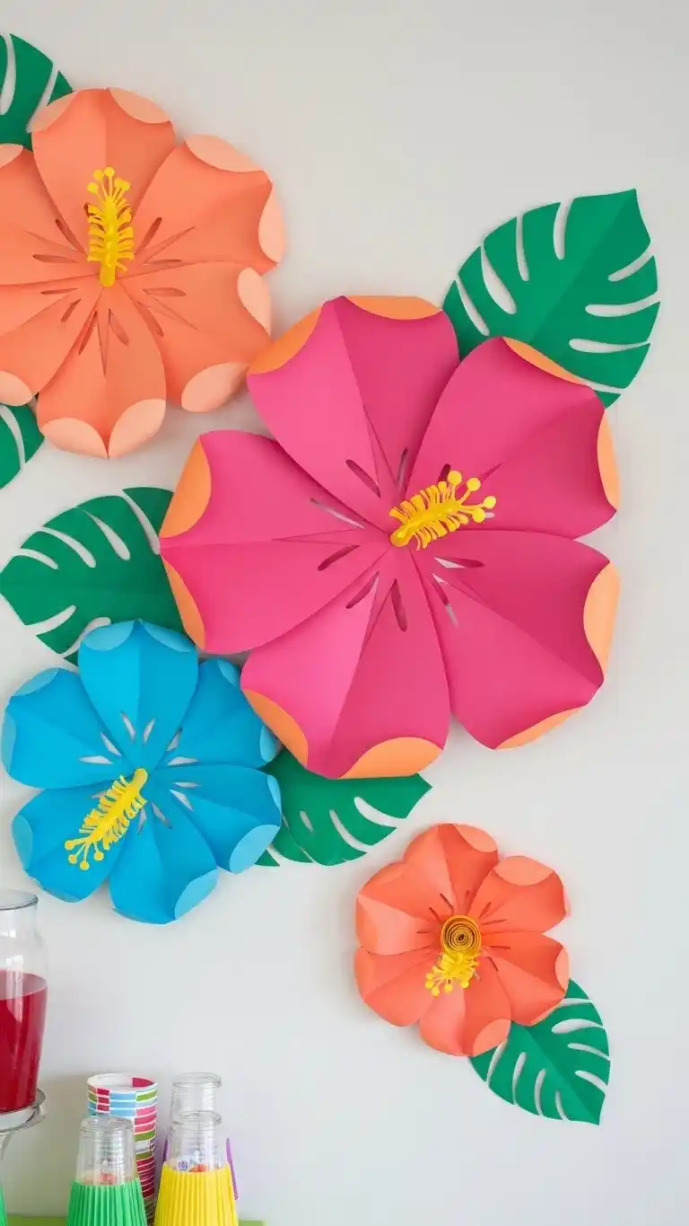 Planning a Luau? 21 DIY Luau Party Ideas That Feel Truly Tropical 15 11. DIY Paper Hibiscus Flowers