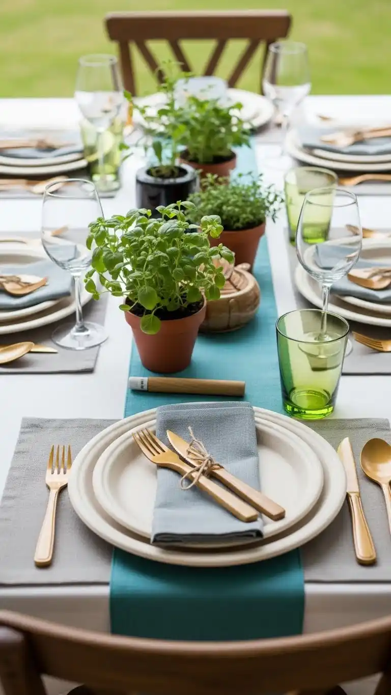 Simple & Chic Summer Dinner Party Table Settings 15 11. Eco-Friendly Summer Table Setting Using Reusable Pieces