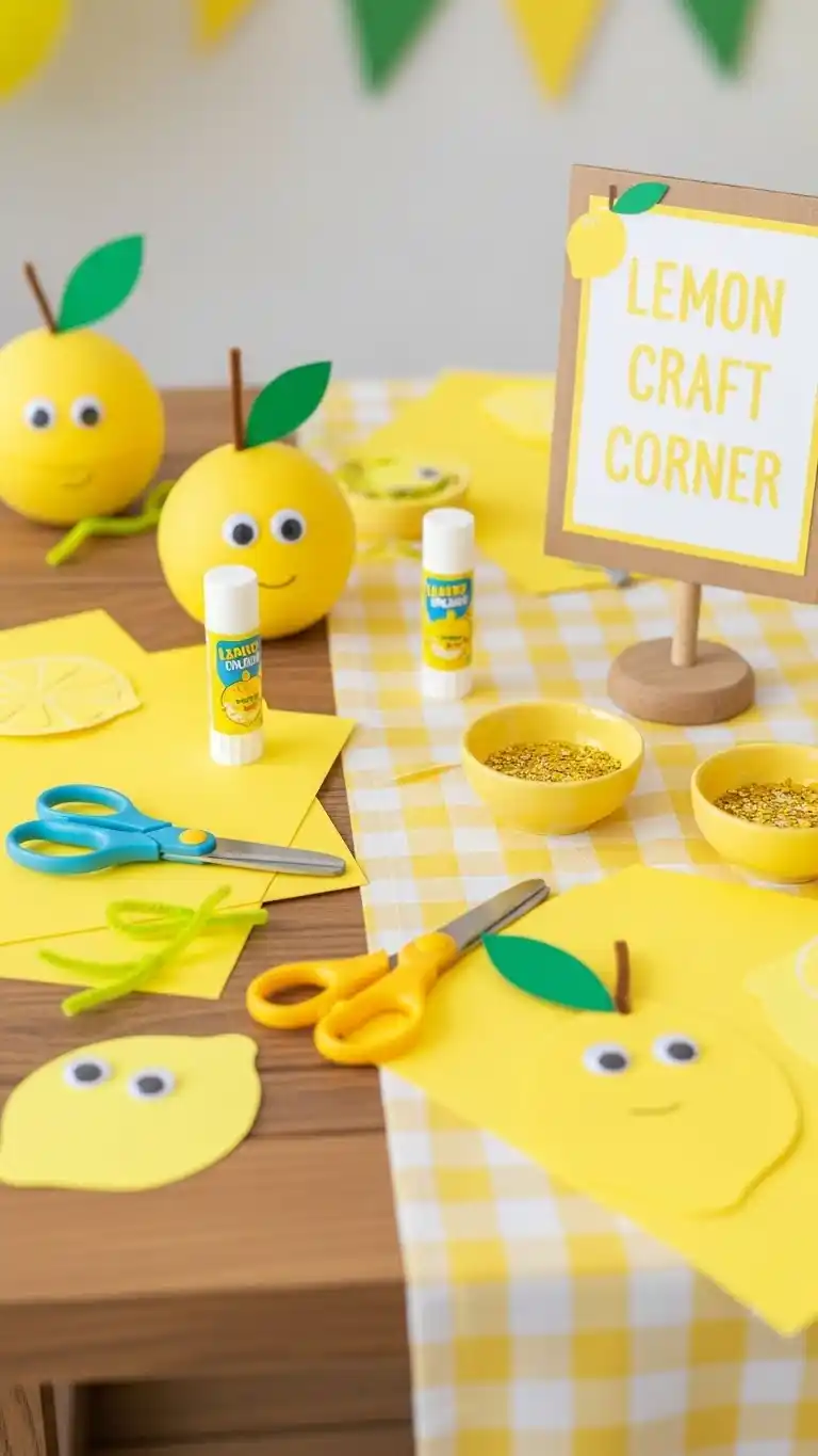 Lemon Themed Party Ideas for a Bright Celebration 15 11. Lemon-Themed Kids Craft Corner
