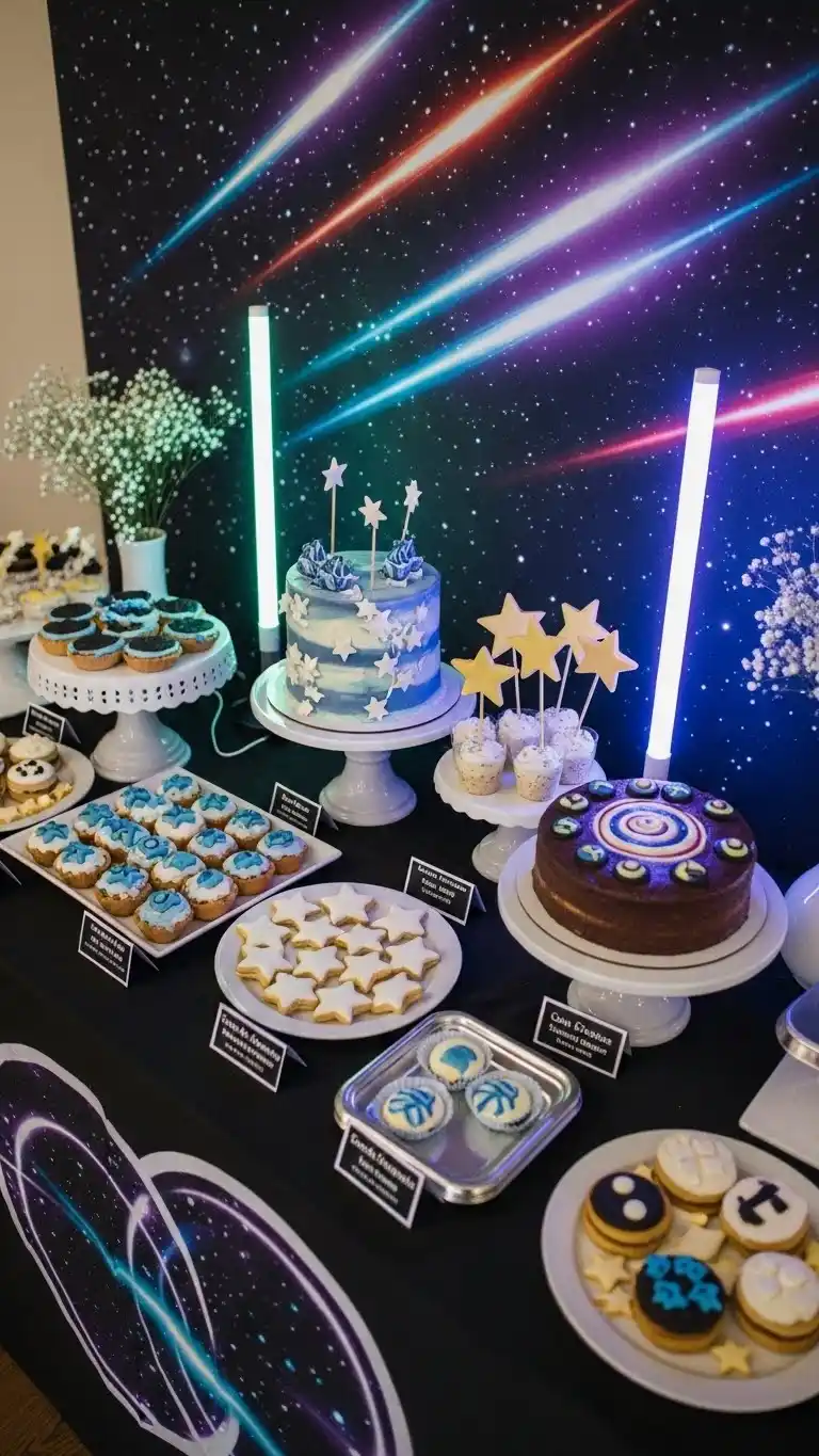 21 Star Wars Birthday Party Ideas for Adults That Wow 15 11. Lightspeed-Inspired Dessert Table