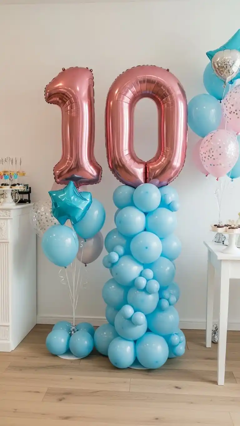 Simple Balloon Decorations for a Chic Celebration 15 11. Number-Shaped Balloon Display