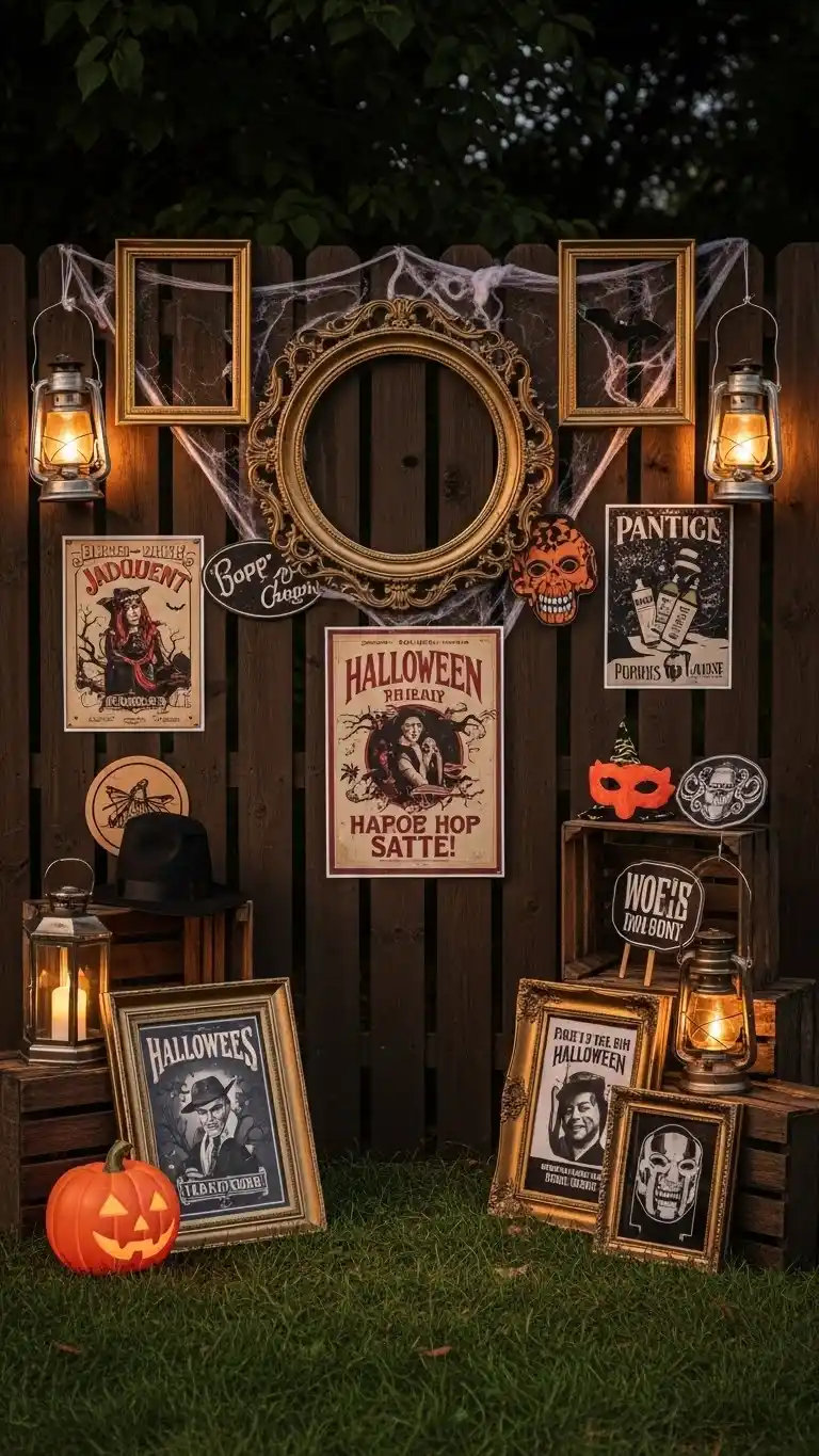 Outdoor Halloween Party Decor: 25 Spooky & Stylish Ideas 15 11. Vintage Halloween Photo Booth Spot